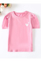 Heart Print Round Neck Puff Sleeve T-Shirt - 2