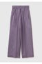 Women's Dark Gray 100% Linen Palazzo Trousers with Side Pockets and Elastic Waist at the Back - 2