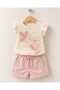 Girl's Rose Embroidery Detailed Blouse Shorts Set - 2