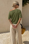 Women's Body-Fitting Basic Khaki Tight Blouse - 6
