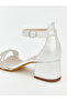 White Shiny Stone Girl Child Heeled Shoes - 5