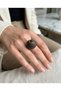 Bronze Vintage Women's Ring Authentic Jewelry with Margazite Stone Vav Letter Dome Model Adjustable
