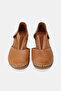 Women's Taba Khaki Leather 35-41-42 Number Strapped Flat Wedge Heels Side Open Sandals - 4