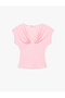 Bürümcük Fabric Textured Slim Fit Sleeveless V-Neck T-Shirt with Knot Detail