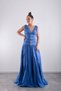 Sleeveless V-Neck, Brooch Accessory, Taffeta Tail Evening Dress, Event Dress - 5