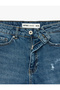 Cotton High Waist Slim Fit Double Leg Mini Denim Shorts - 7