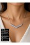 Women's Zircon Stone Necklace Stainless Steel Sparkling Gift Jewelry