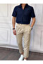 Kayık Neckline Herringbone Pattern Short Sleeve T-Shirt