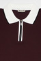 Burgundy Polo Collar Zippered Short Sleeve Men's T-Shirt - 7