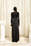 Awen Button Detailed Draped Black Long Dress - 5
