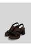 Zoryla Women's Off-White Leather Gold Buckle Thick Heeled Patent Leather Band Mini Platform Open-Front Heeled Sandals 8 cm