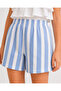 Girl's Top and Bottom Set Ecru Blouse Blue Striped Shorts - 6