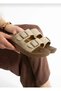 Women's Orthopedic Double Buckle Slippers Beige Daily Comfortable Sole Non-Slip Lightweight Summer Slippers