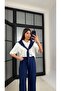 Women's Shawl Detailed Basic T-Shirt with Elastic Waist Loose Pants Top-Bottom Modal Set - 2