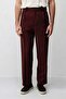 Burgundy Pleated Relaxed Fit Men's Trousers