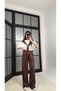 Women's Shawl Detailed Basic T-Shirt with Elastic Waist Loose Pants Top-Bottom Modal Set - 2