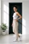 High Waist Cream Lycra Mom Jean - 3
