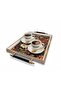 Digital Printed Glass Serving Tray – Efsun Motif, Metal Handle 46X28 cm - 3