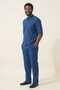 Indigo Blue Wide Fit 100% Cotton Muslin Fabric Stand Collar Short Sleeve Men's Hajj Umrah Set Casual Daily Wear - 5