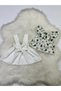 Girl's 2-Piece Set with Adjustable Straps, White Color Salopet & Madonna Collar Blouse Set