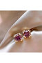 Purple Square Zircon Stone Gold Color Earrings - 2