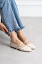 Lwi Women's Flat Shoes with Front Strap and Buckle, Round Toe Leather