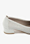 White Genuine Leather Perforated Women's Low Heel Shoes - 7
