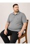 Plus Size Collared Short Sleeve Pocketed Patterned T-Shirt 7646