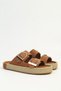Women's Double-Strapped Buckle Suede Straw Sole Casual Summer Slippers - 3