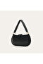 Women's Black Handbag with Stitching Detail - 2