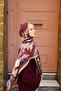 Noa Floral Patterned Shawl - Burgundy-Mink