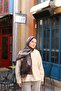 Noir Abstract Pattern Shawl - Purple-Khaki - 2