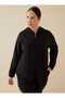 Plus Size Piping Detailed Hooded Sweatshirt & Pants Two-Piece Set - Black - - 3