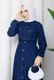 Women's Elastic Waist Pocketed Denim Dress - 5