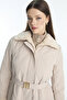 Plush Collar and Sleeve Detailed Quilted Coat Stone 13960 - 2