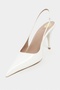 Mehru White Patent Leather Belt Detail Pointed Toe Women's Heeled Shoes - 6