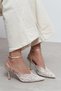 Aveny Beige Lace Embroidery Detail Ankle Strap Thin Heeled Women's Shoes - 7