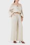 High Waist Wide Leg Belt Detailed Linen Trousers Pants 5056504