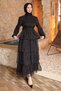 Black Layered Chiffon Dress - 2