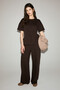 Punkly Women's Soft Fabric 100% Organic Cotton Brown Top and Bottom Set