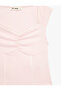 Lace Detailed Ruffled Short Sleeve Gathered V-Neck Blouse - 5