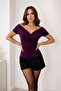 Women's Off-Shoulder Double-Breasted Neck Stretch Fabric Stylish Model 128 - 4