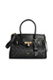 Women's Black Faux Leather Adjustable Strap Zippered Shoulder Bag - 3