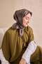وشاح حرير تويل بنمط بسيط بني غامق 90x90 - 4