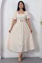 Square Neck Belted Dress Grs3980 - 4