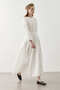 Drawstring Cotton Dress Ecru - 7