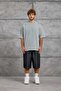 Men's T-Shirt Ripped Detail Washable Gray Oversize Ripped Crew Neck Cotton - 3