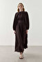Loose Fit Draped Dress Brown - 8