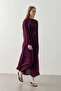 Loose Fit Smocked Dress in Plum - 4
