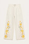 Women's Off-White 7S6-101 Culotte Fit Floral Embroidered Design Denim Jeans - 2